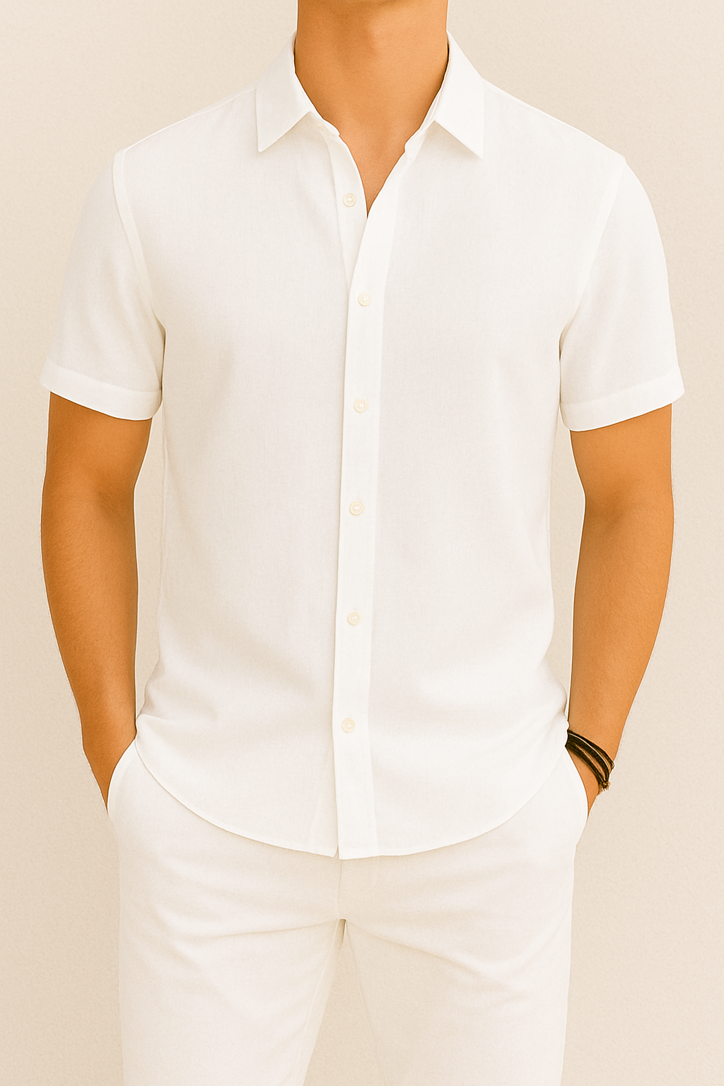 Men's Button-Up Knit Shirt | Casual Short Sleeve | Textured Summer Essential