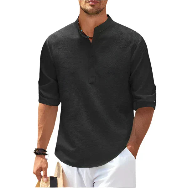 Men’s Lightweight Henley Shirt | 3-Button Collar | Breathable Everyday Essential