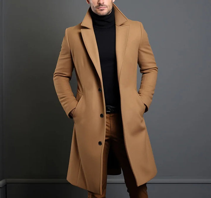 Manteau homme en laine mélangée | Coupe ajustée | Manteau habillé à simple boutonnage