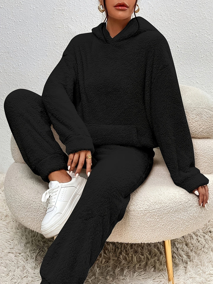 Ultra-Soft Teddy Lounge Set | Ivory | Polyester Blend | Cozy Winter Wear