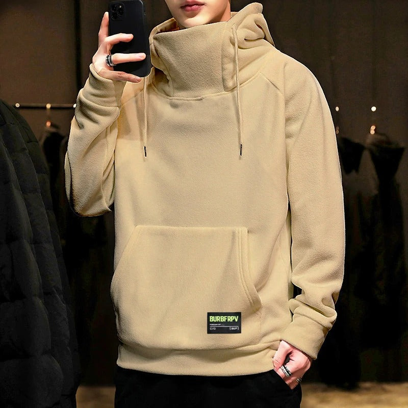 Men’s Oversized Funnel Neck Hoodie | High Collar Pullover | Casual Streetwear Fit