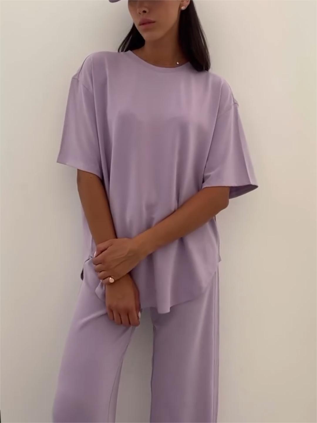 Relaxed Fit Lounge Set | Soft Polyester Blend | Minimalist Casual Style