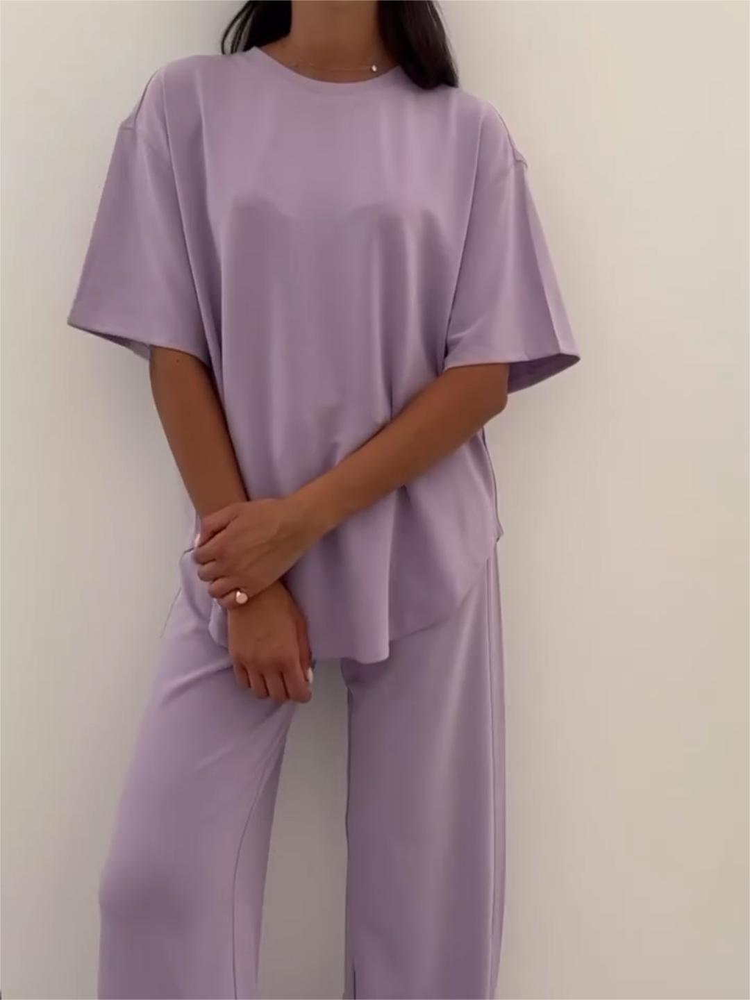 Relaxed Fit Lounge Set | Soft Polyester Blend | Minimalist Casual Style