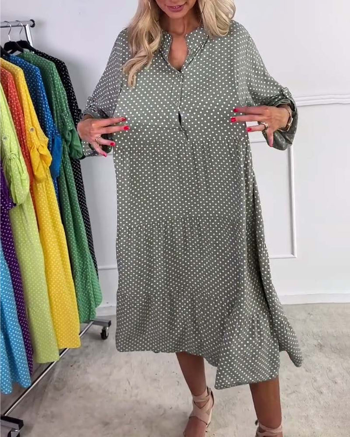 Miralyn - Straight polka dot mid-sleeve dress