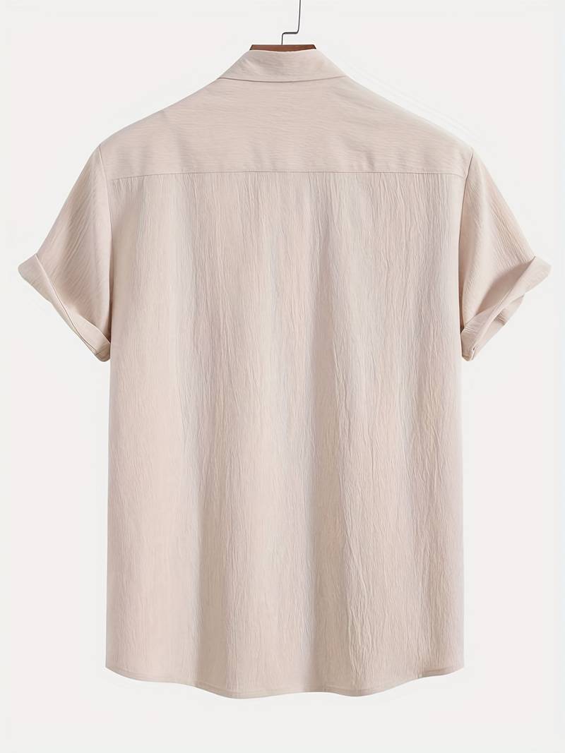 Men's Textured Short Sleeve Shirt | Breathable Button-Up | Summer Casual Essential