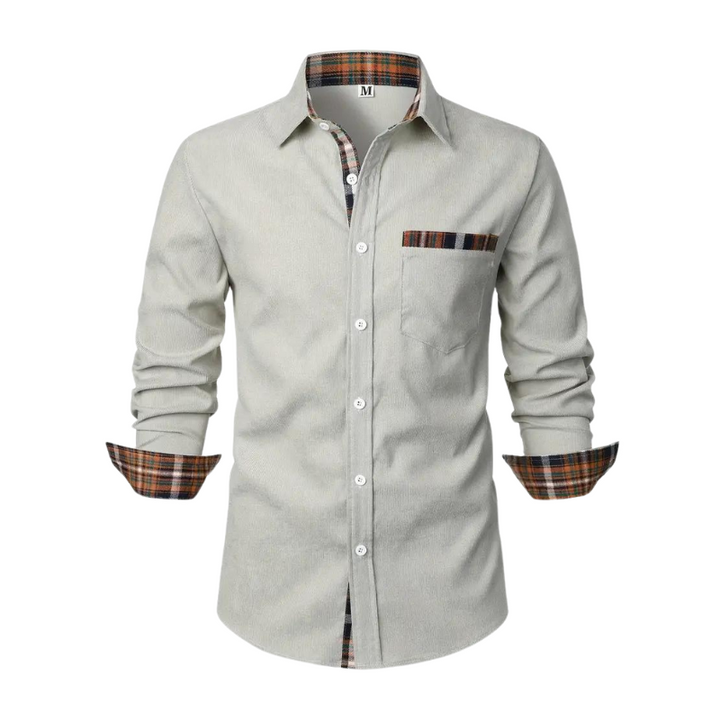 Men’s Button-Up Casual Shirt | Flannel Trim Detail | Soft Brushed Cotton