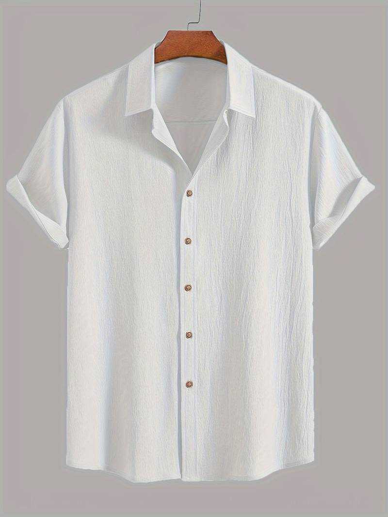 Men's Textured Short Sleeve Shirt | Breathable Button-Up | Summer Casual Essential