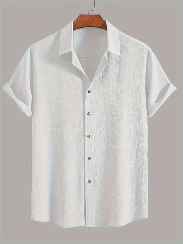 Men's Textured Short Sleeve Shirt | Breathable Button-Up | Summer Casual Essential