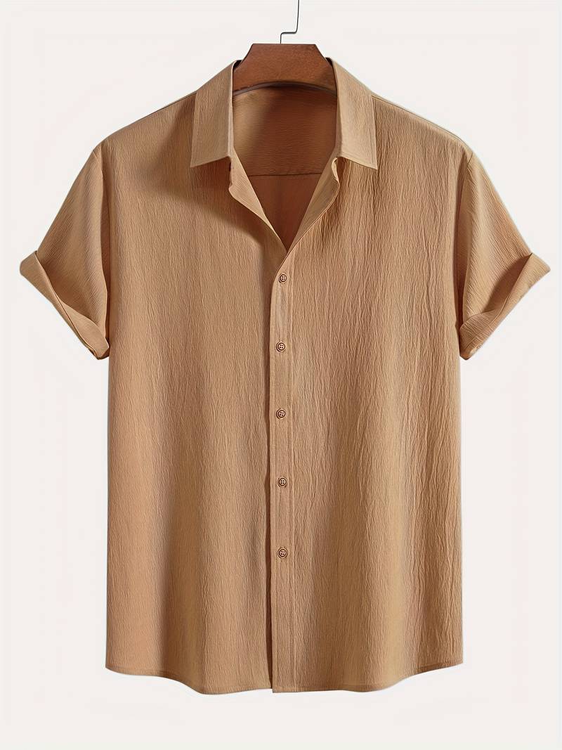 Men's Textured Short Sleeve Shirt | Breathable Button-Up | Summer Casual Essential