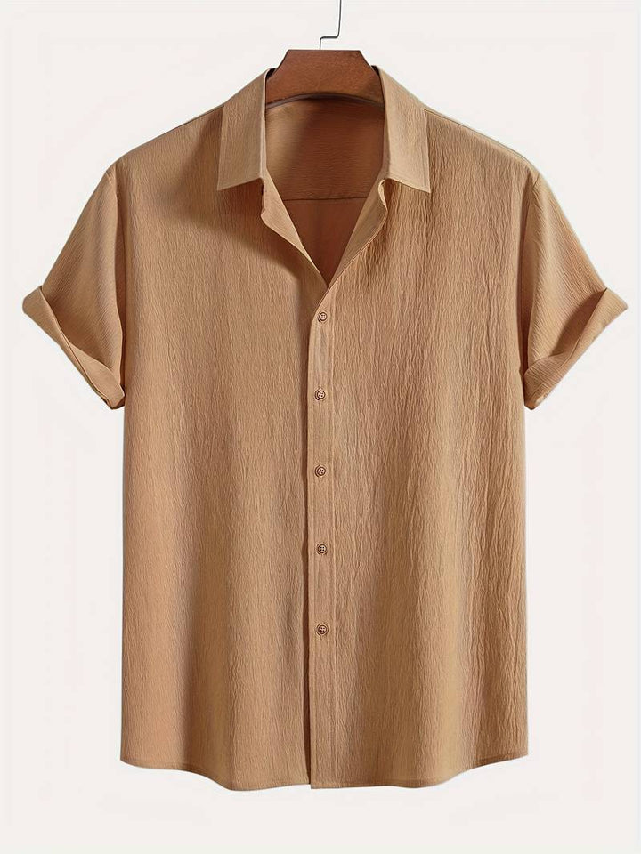 Men's Textured Short Sleeve Shirt | Breathable Button-Up | Summer Casual Essential