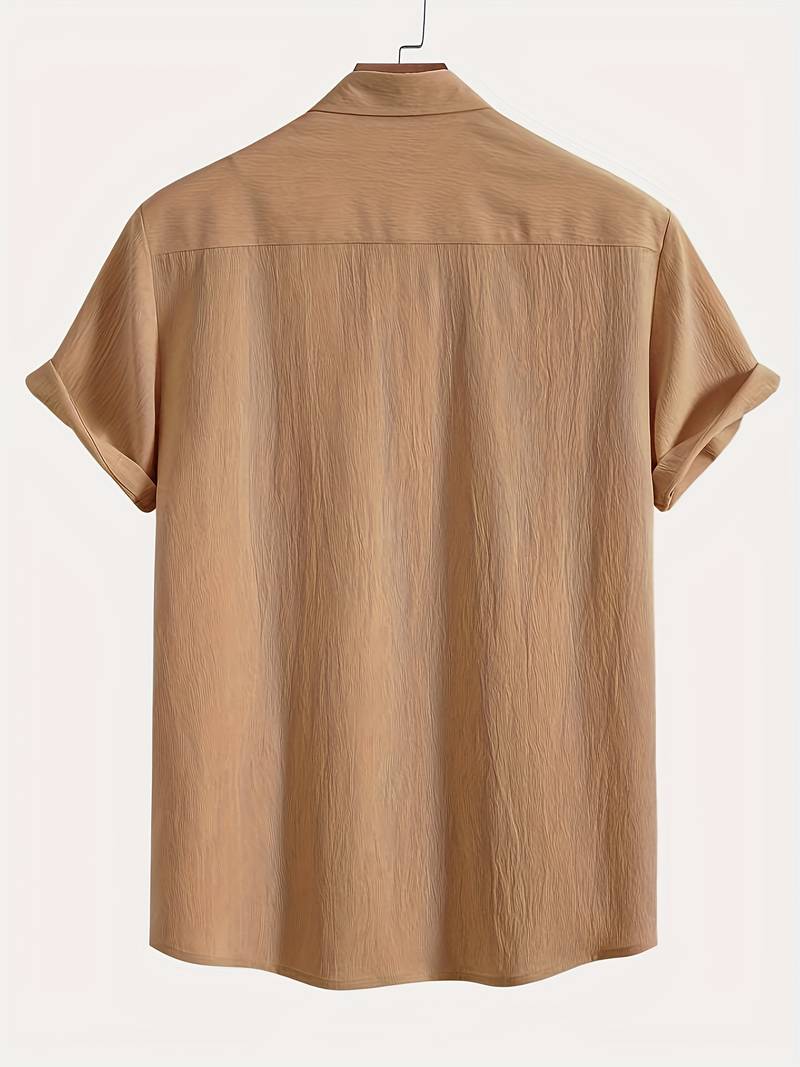Men's Textured Short Sleeve Shirt | Breathable Button-Up | Summer Casual Essential