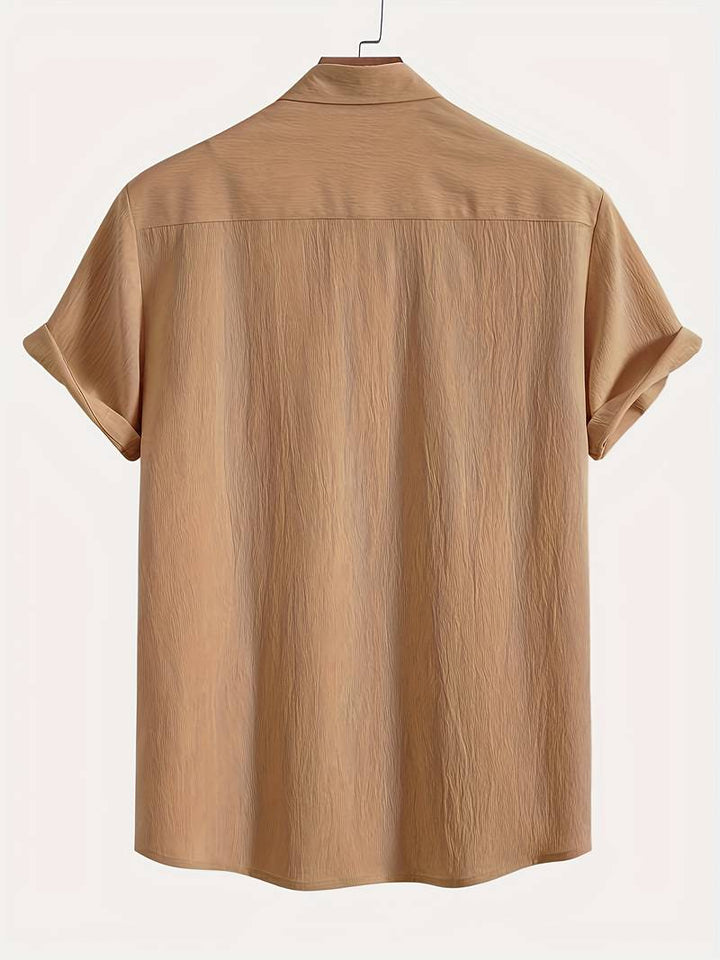 Men's Textured Short Sleeve Shirt | Breathable Button-Up | Summer Casual Essential