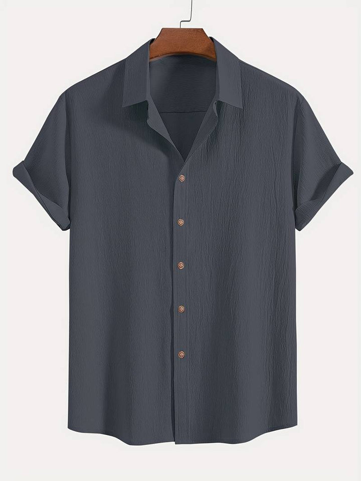 Men's Textured Short Sleeve Shirt | Breathable Button-Up | Summer Casual Essential