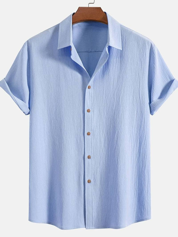Men's Textured Short Sleeve Shirt | Breathable Button-Up | Summer Casual Essential