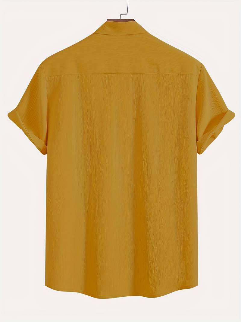 Men's Textured Short Sleeve Shirt | Breathable Button-Up | Summer Casual Essential