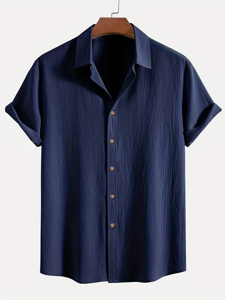 Men's Textured Short Sleeve Shirt | Breathable Button-Up | Summer Casual Essential