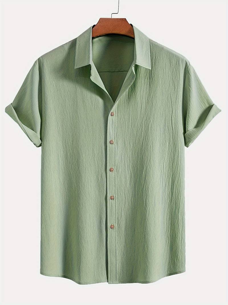 Men's Textured Short Sleeve Shirt | Breathable Button-Up | Summer Casual Essential