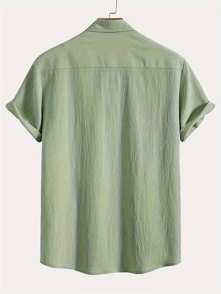 Men's Textured Short Sleeve Shirt | Breathable Button-Up | Summer Casual Essential