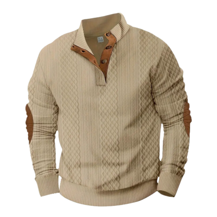 Pull matelassé pour homme | Empiècements aux coudes en imitation daim | Tricots décontractés d'automne Canada