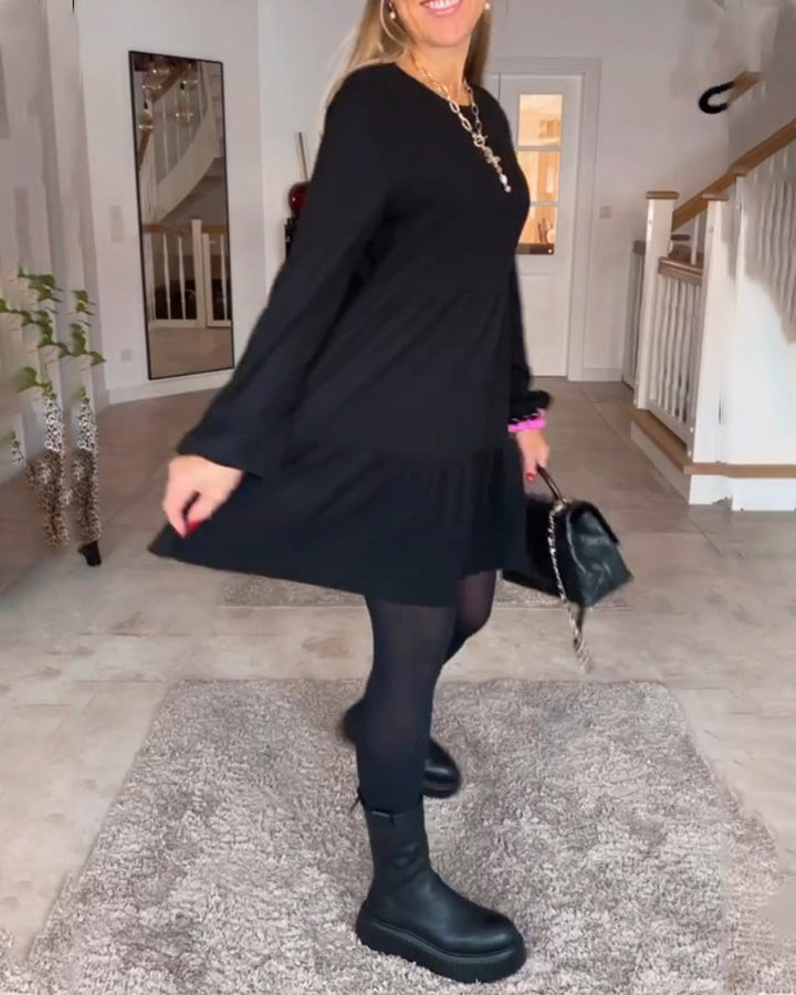 Aida - Simple Retro Long Sleeve Dress