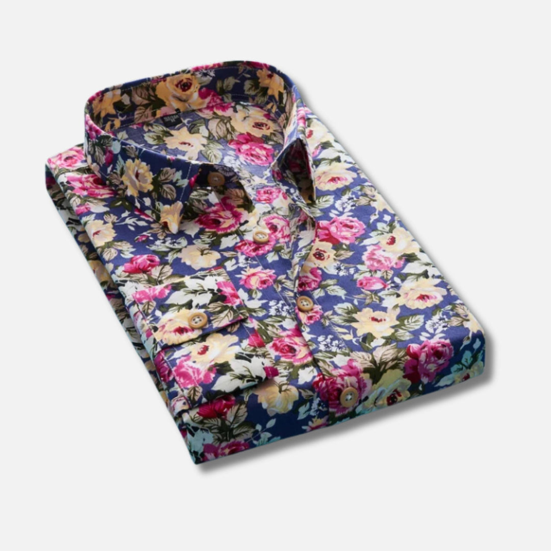 Men’s Long Sleeve Floral Shirt | Slim Fit Cotton Dress Shirt | Bold Statement Casualwear Canada