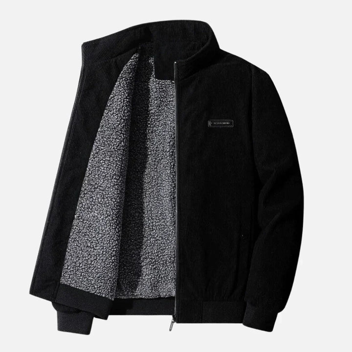 Veste en velours côtelé doublée polaire | Style bomber zippé | Vêtement d'extérieur chaud et décontracté