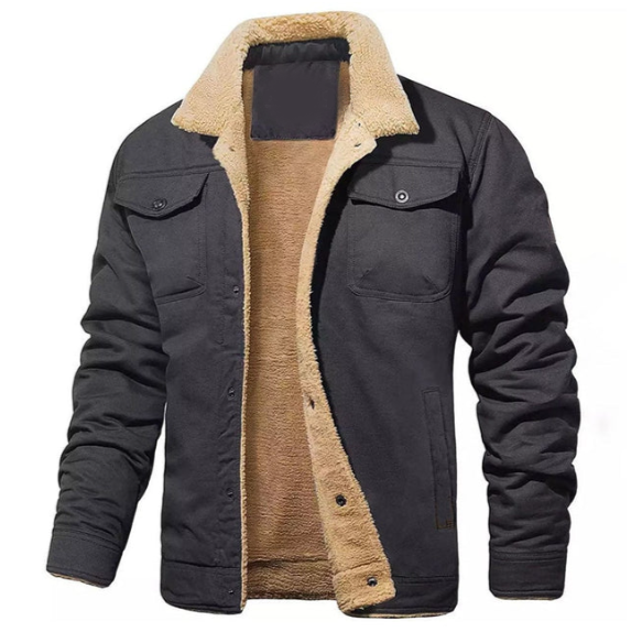 Men’s Sherpa-Lined Denim Jacket | Corduroy Collar | Midweight Fall Outerwear