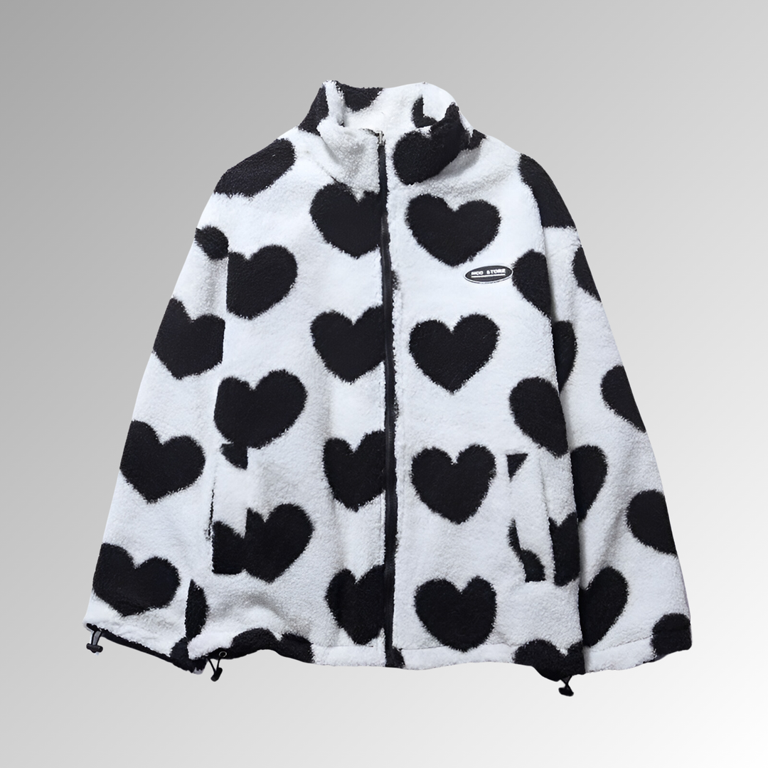 Anastasie - Cozy Winter Jacket with Heart Pattern