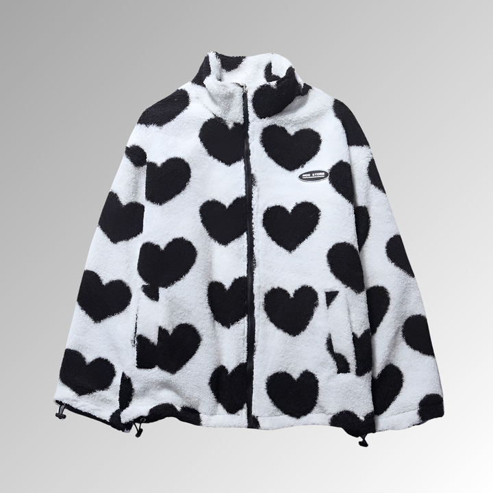 Anastasie - Cozy Winter Jacket with Heart Pattern
