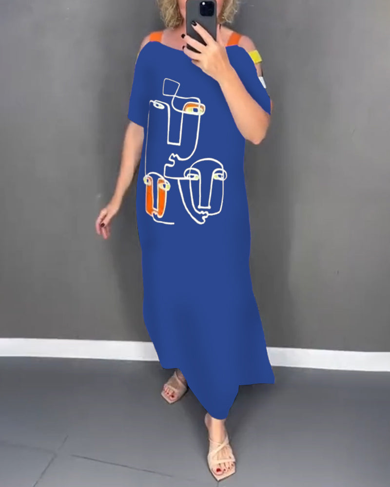 Primina - Off-the-shoulder dress with cutout print and slit