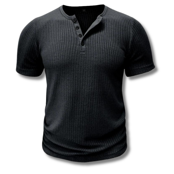Men’s Henley T-Shirt | Ribbed Short Sleeve | Casual Button Placket