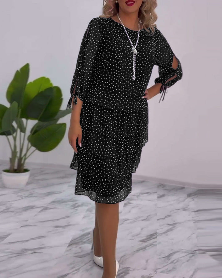 Camille - Festive Layered Polka Dot Dress