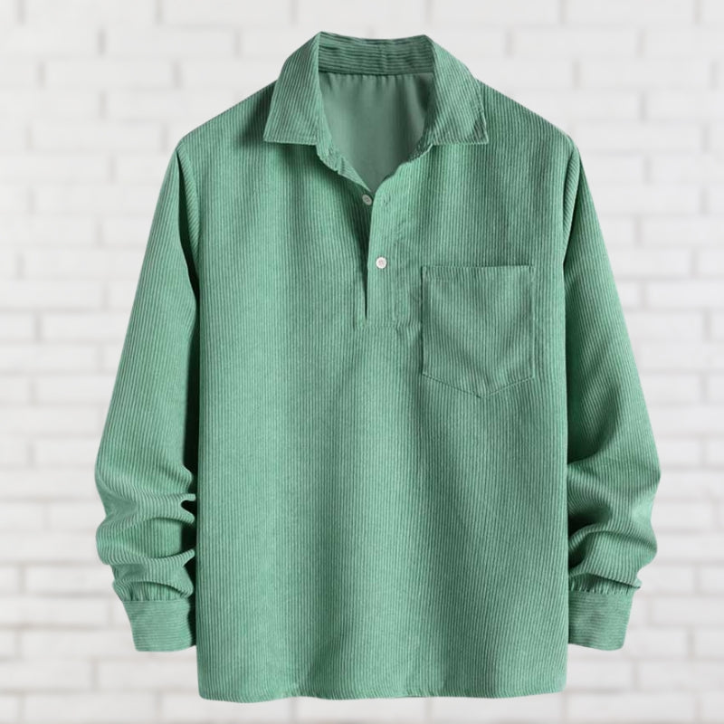 Men’s Corduroy Popover Shirt | Soft Textured Pullover | Relaxed Smart Casual Layer