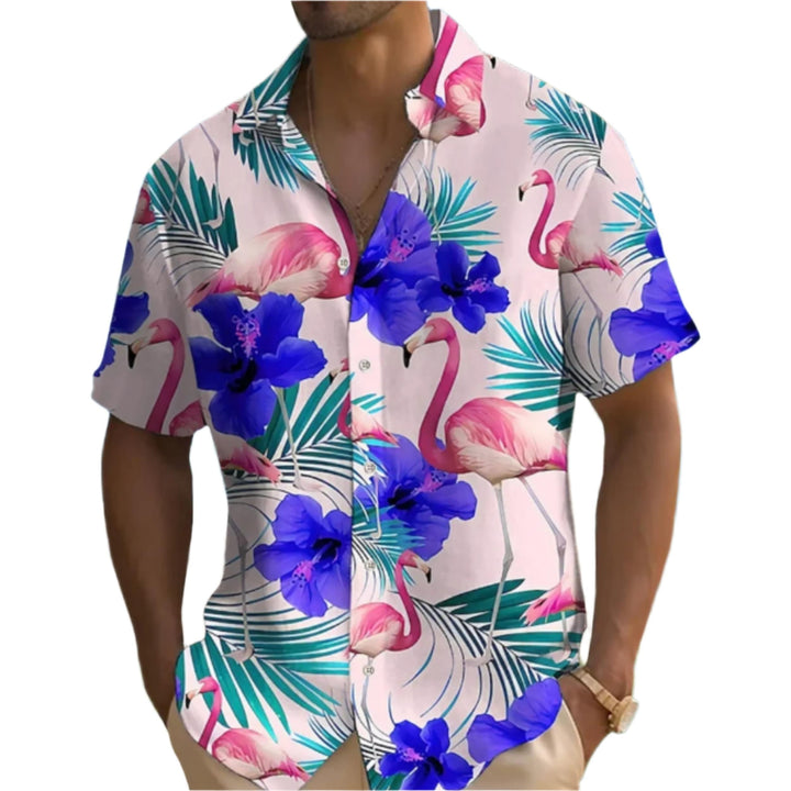 Men’s Hawaiian Shirt | Flamingo Print | Short Sleeve Summer Top
