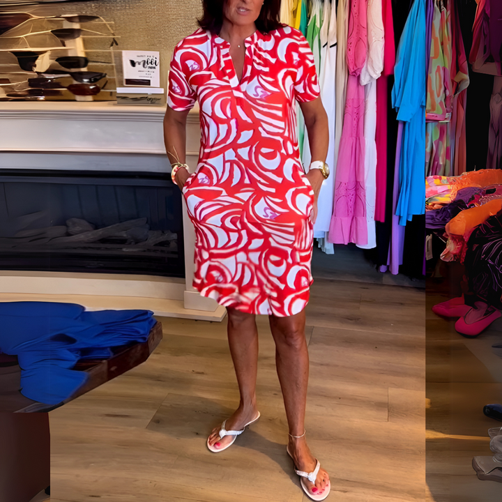 Mira - Printed V-neck dress