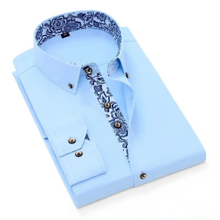 Men’s Dress Shirt with Contrast Paisley Detail | Smart Casual Button-Up