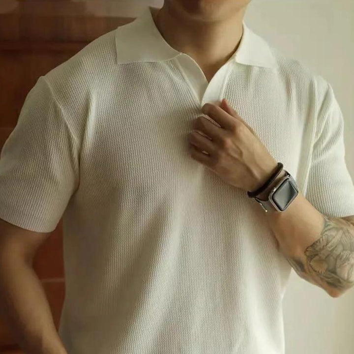 Spencer - Ribbed Knit Polo Shirt