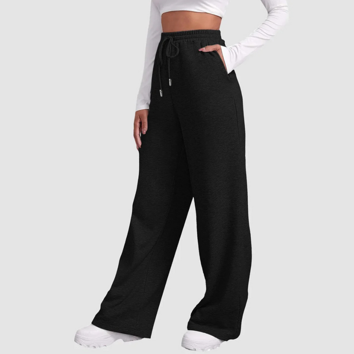Wide-Leg Lounge Pants | High-Rise Drawstring Waist | Soft Knit Comfort