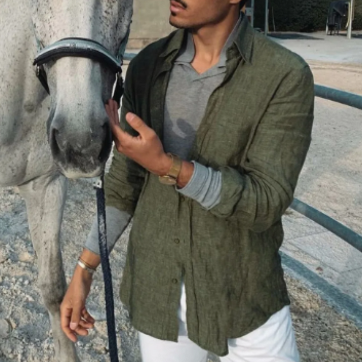 Men’s Linen-Cotton Relaxed Shirt | Lightweight Button-Up for Everyday Wear