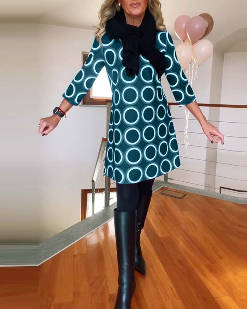 Eugénie - Autumn Elegance Printed Dress