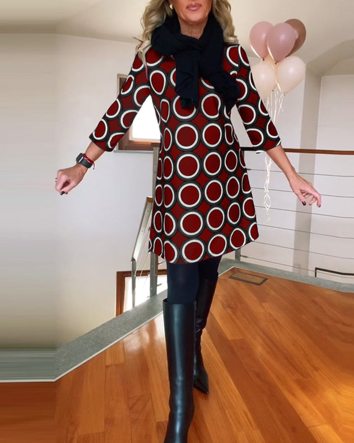 Eugénie - Autumn Elegance Printed Dress