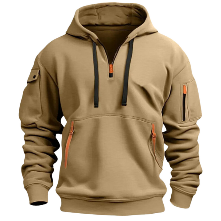 Men’s Tactical Quarter-Zip Hoodie | Utility Pullover with Zip Pockets