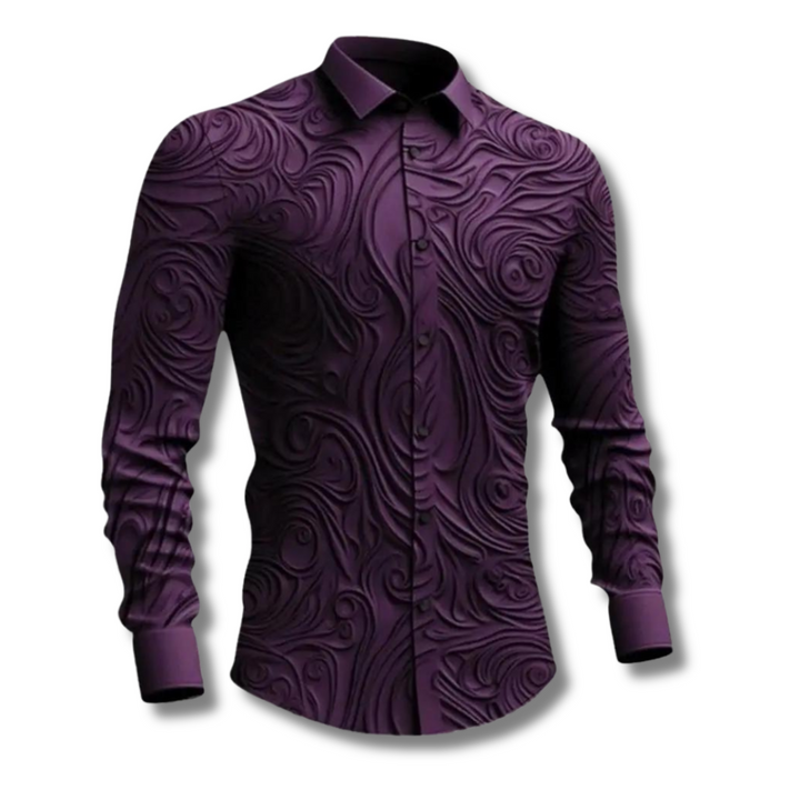 Chemise homme à manches longues en relief | Motif audacieux | Coupe cintrée