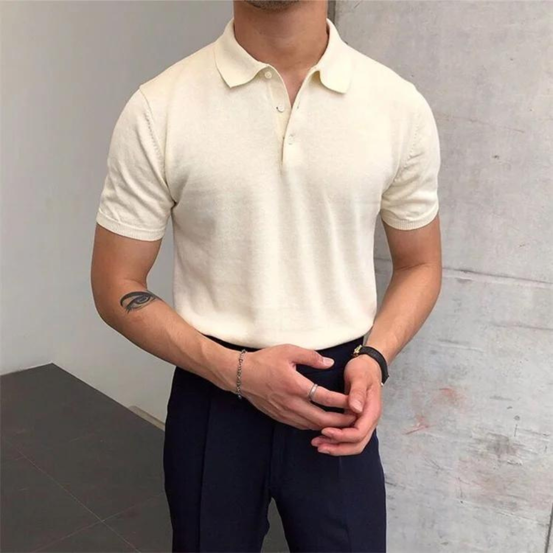 Men’s Knit Polo Shirt | Soft Touch Texture | Tailored Short-Sleeve Fit