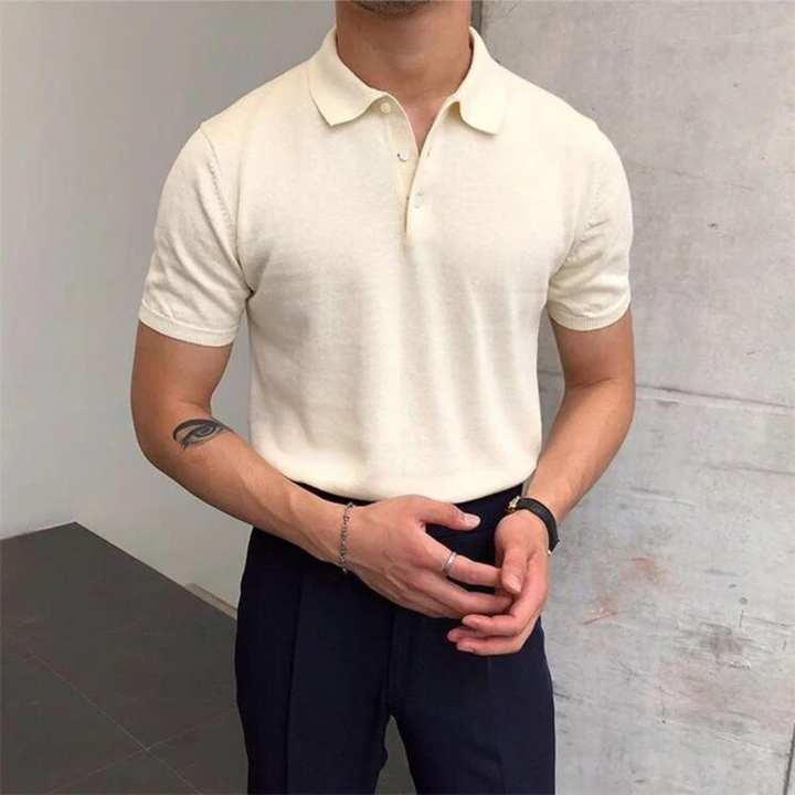 Men’s Knit Polo Shirt | Soft Touch Texture | Tailored Short-Sleeve Fit