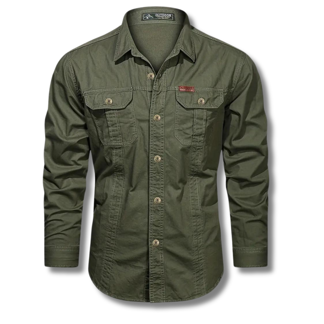 Men's Canvas Utility Shirt | Dual Chest Pockets & Rugged Cotton | Workwear-Inspired Style