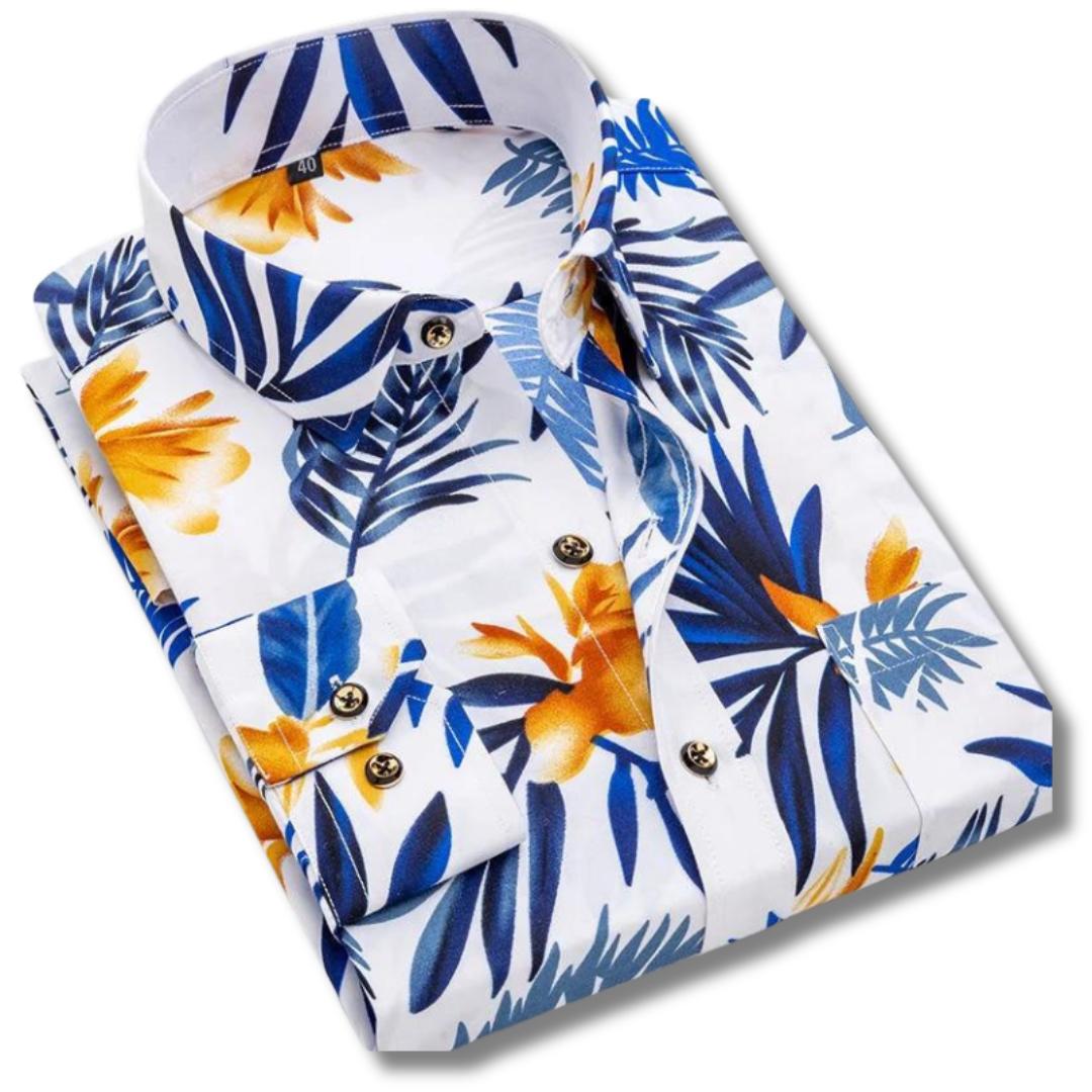 Men’s Slim Fit Dress Shirt | Anchor Print | Contrast Collar & Cuffs