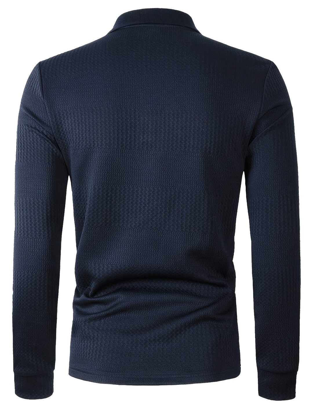 Men’s Waffle Knit Polo Shirt | Long Sleeve Slim Fit Henley
