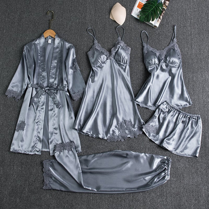 Noga - 5-Piece Silk Night Wear Set