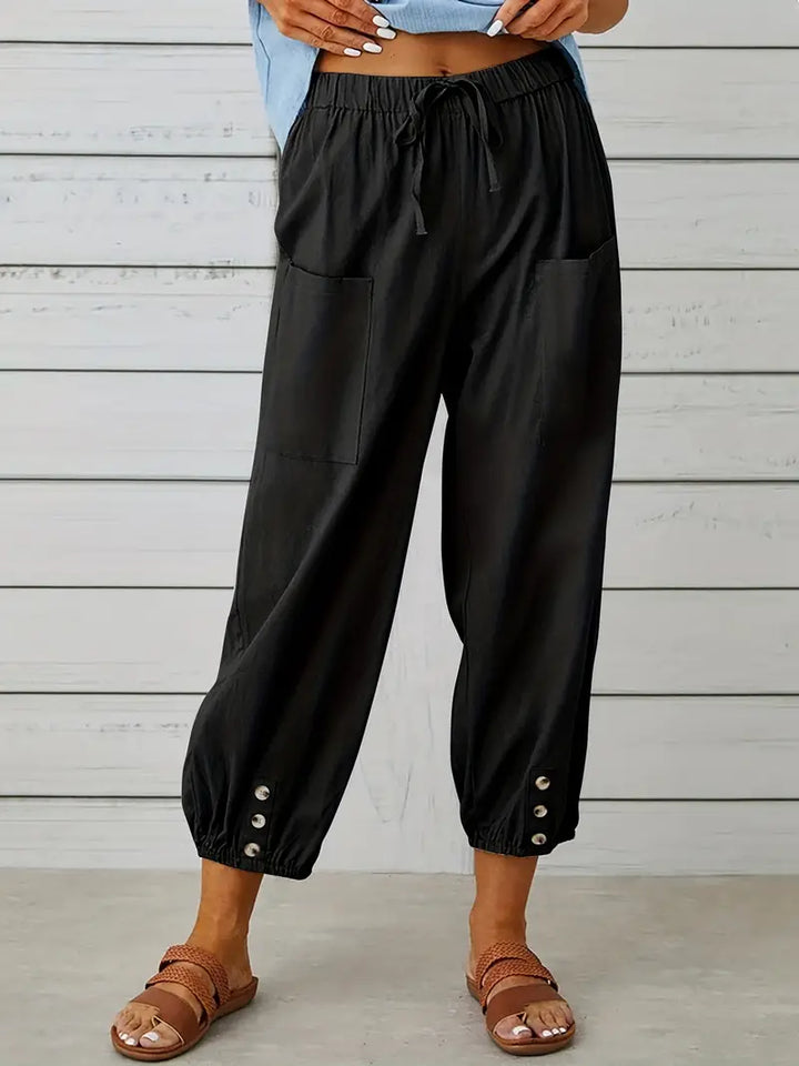 Women's Cropped Jogger Pants | Lightweight Elastic Waist | Casual Summer Lounge Pants